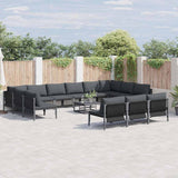 Garden Sofa Set 14 pcs Anthracite Steel