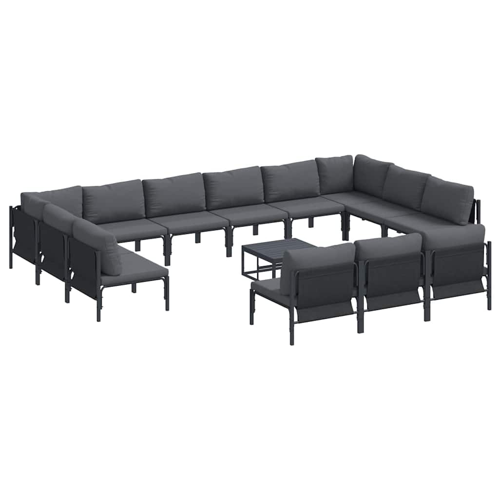 Garden Sofa Set 14 pcs Anthracite Steel