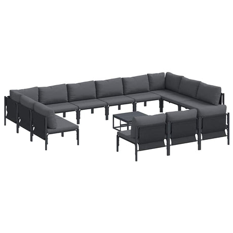 Garden Sofa Set 14 pcs Anthracite Steel