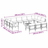 Garden Sofa Set 14 pcs Anthracite Steel