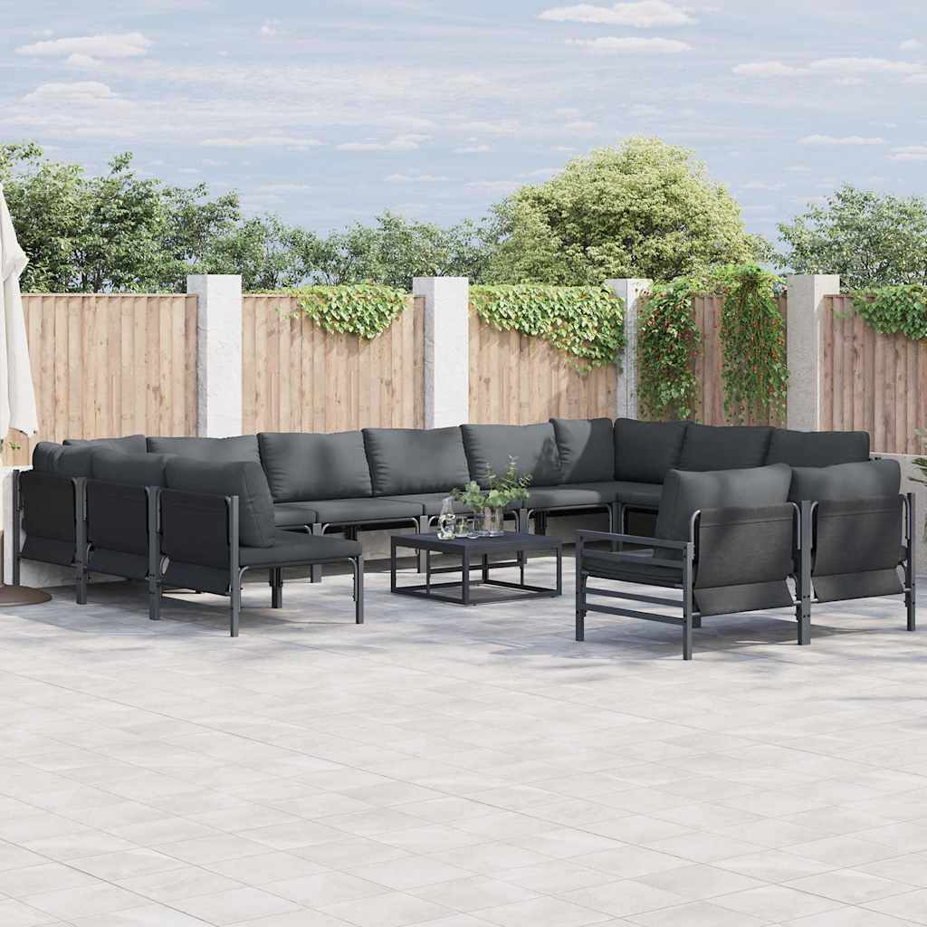 Garden Sofa Set 12 pcs Anthracite Steel