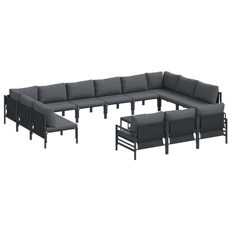Garden Sofa Set 14 pcs Anthracite Steel