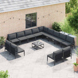Garden Sofa Set 14 pcs Anthracite Steel