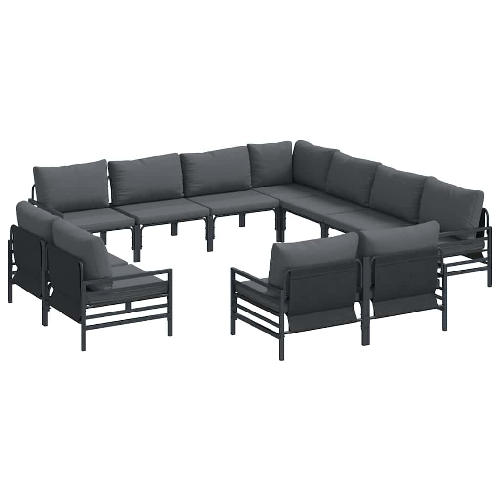 Garden Sofa Set 11 pcs Anthracite Steel