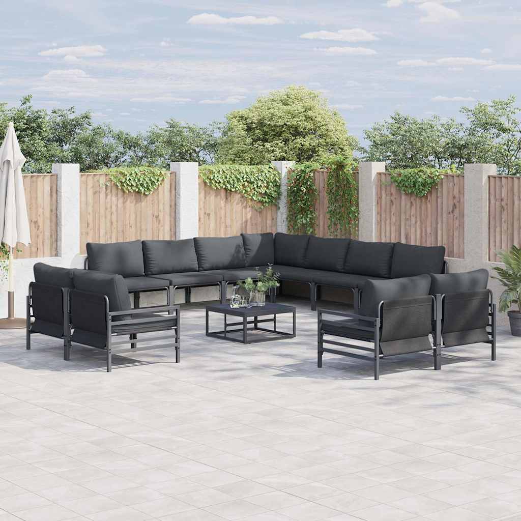 Garden Sofa Set 12 pcs Anthracite Steel