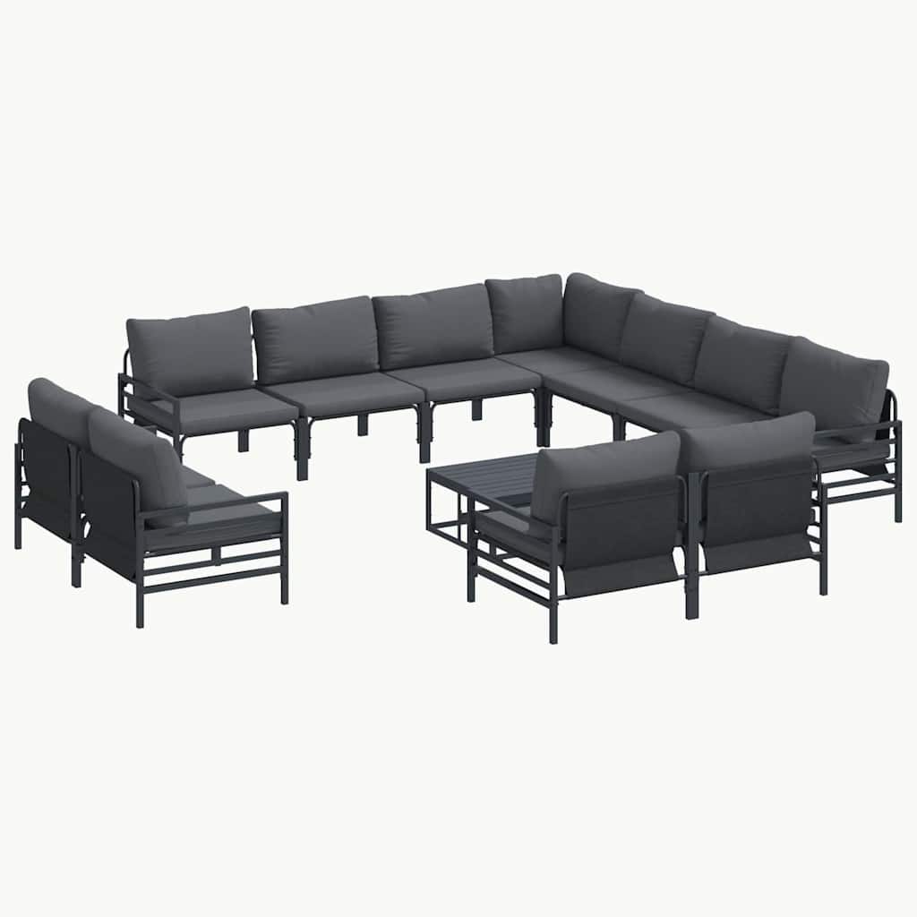 Garden Sofa Set 12 pcs Anthracite Steel