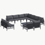 Garden Sofa Set 12 pcs Anthracite Steel