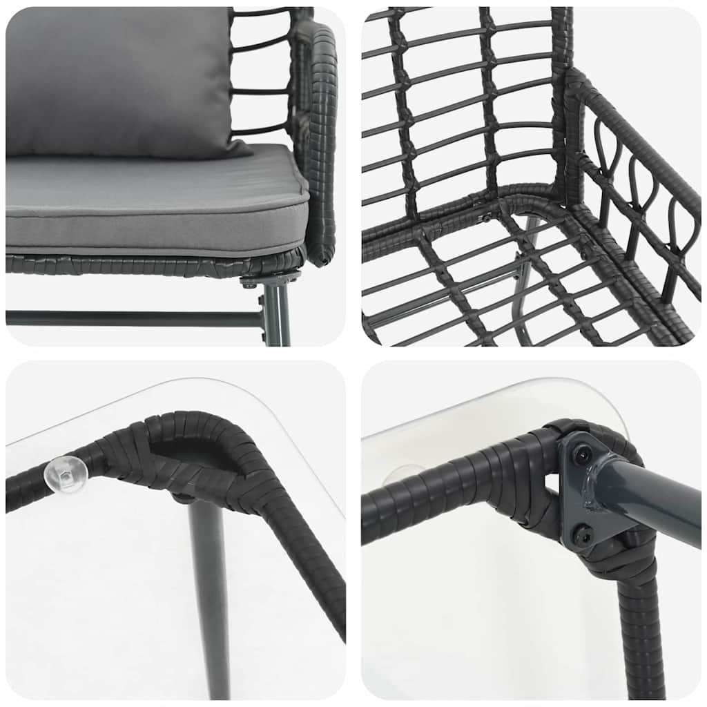 Garden Furniture Set with Cushion 4 pcs Black, Anthracite