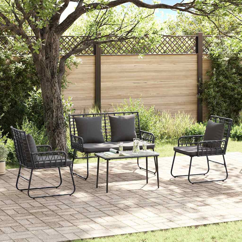 Garden Furniture Set with Cushion 4 pcs Black, Anthracite