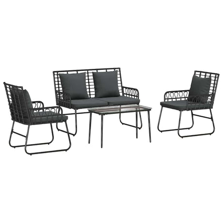 Garden Furniture Set with Cushion 4 pcs Black, Anthracite