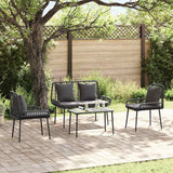 Garden Furniture Set with Cushion 4 pcs Brown, Black, Cream