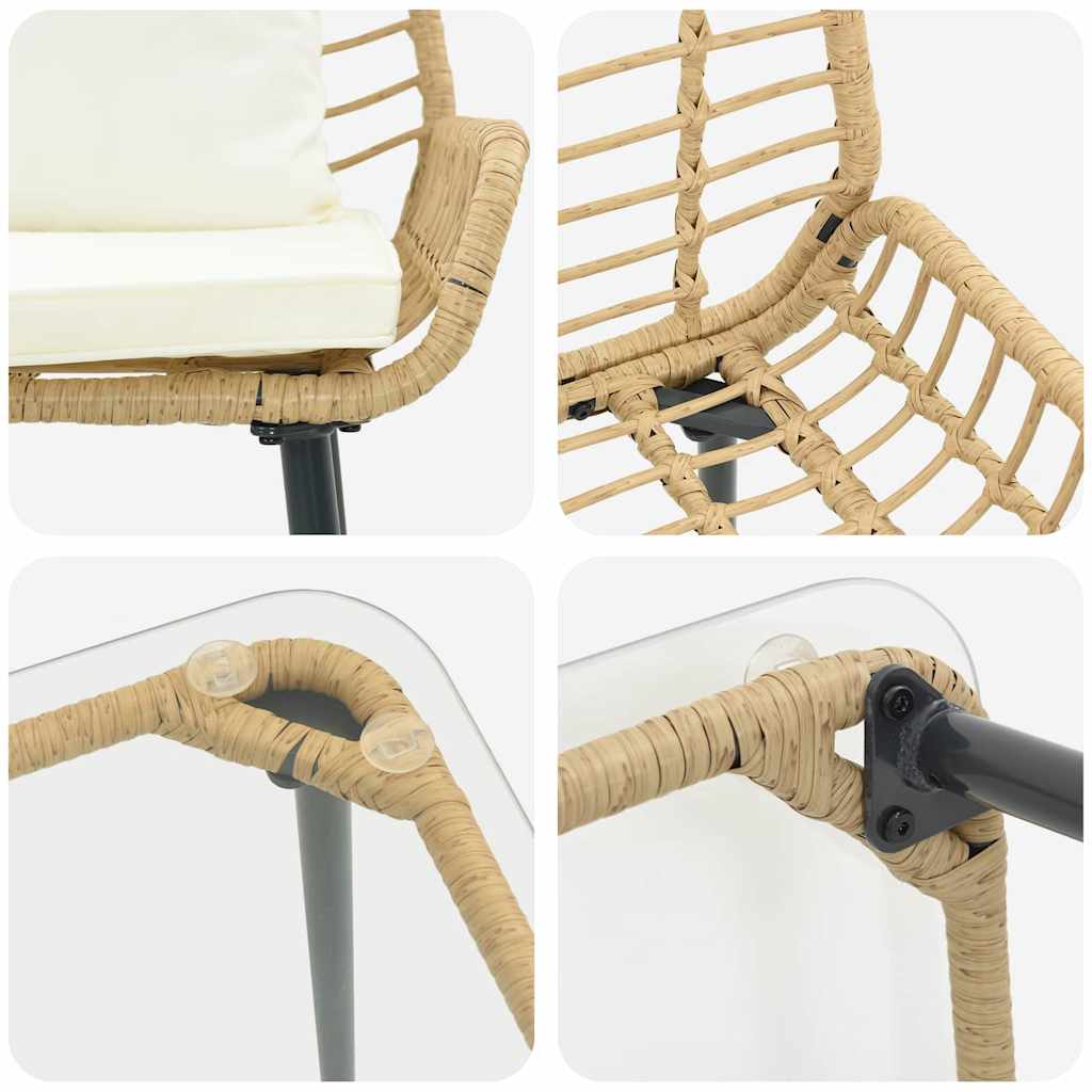 Garden Furniture Set with Cushion 4 pcs Brown, Black, Cream
