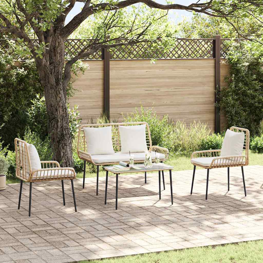 Garden Furniture Set with Cushion 4 pcs Brown, Black, Cream