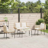 Garden Furniture Set with Cushion 4 pcs Brown, Black, Cream