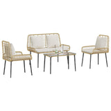 Garden Furniture Set with Cushion 4 pcs Brown, Black, Cream