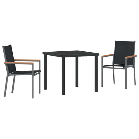 Garden Dining Set 3 pcs Black Textilene and steel
