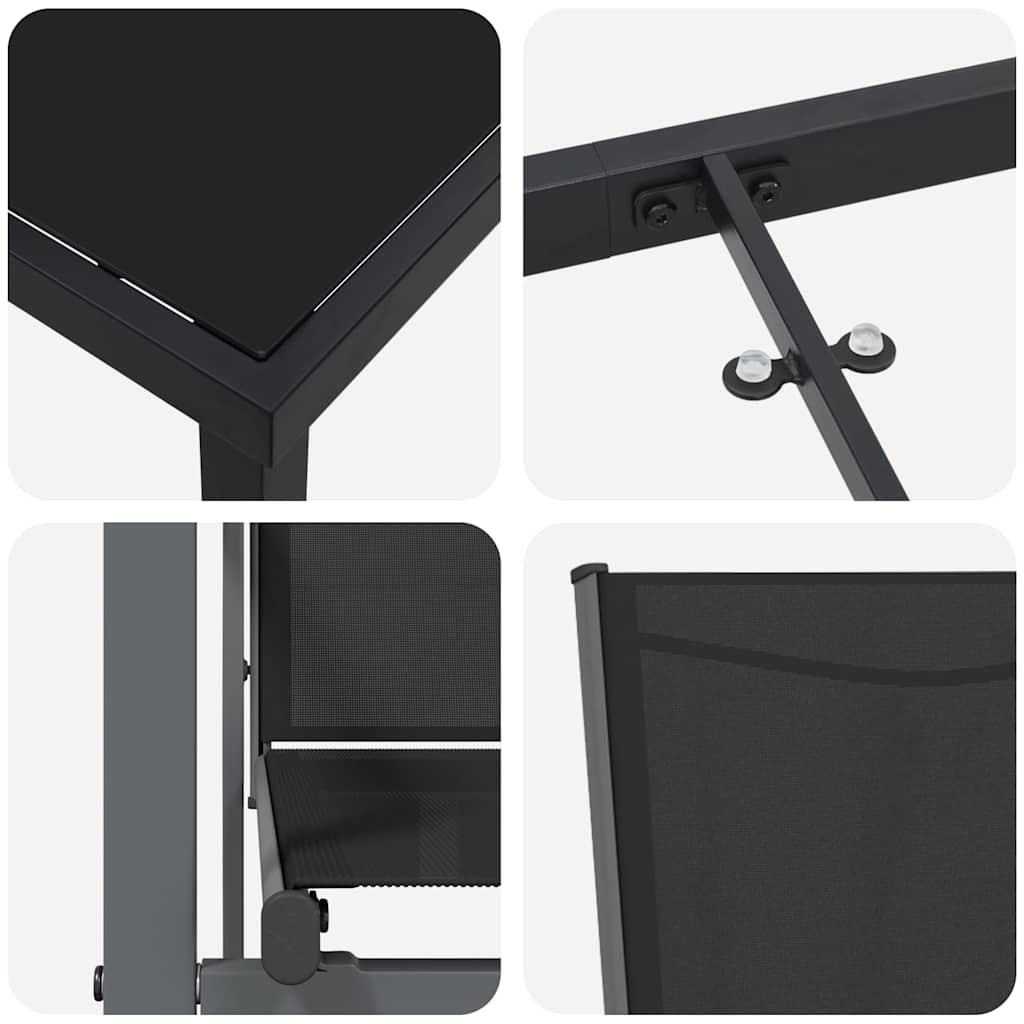Garden Dining Set 5 pcs Black Textilene and steel