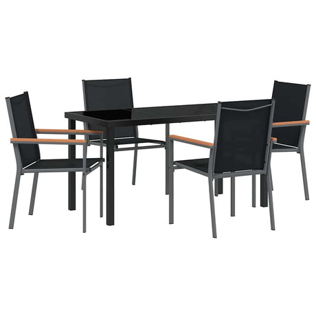 Garden Dining Set 5 pcs Black Textilene and steel