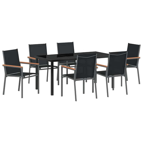 Garden Dining Set 7 pcs Black Textilene and steel