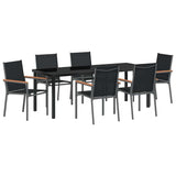 Garden Dining Set 7 pcs Black Powder-coated Steel