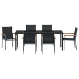 Garden Dining Set 7 pcs Black Powder-coated Steel