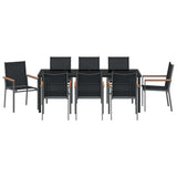 Garden Dining Set 9 pcs Black Powder-coated Steel