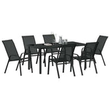 Garden Dining Set 7 pcs Black Textilene and steel