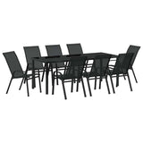 Garden Dining Set 9 pcs Black Powder-coated Steel