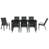 Garden Dining Set 9 pcs Black Powder-coated Steel