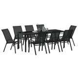 Garden Dining Set 9 pcs Black Powder-coated Steel