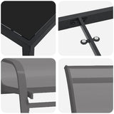 Garden Dining Set 5 pcs Grey and Black Powder-coated Steel