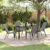 Garden Dining Set 5 pcs Grey and Black Powder-coated Steel