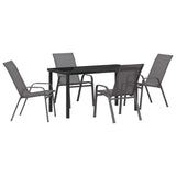 Garden Dining Set 5 pcs Grey and Black Powder-coated Steel