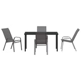 Garden Dining Set 5 pcs Grey and Black Powder-coated Steel