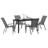 Garden Dining Set 5 pcs Grey and Black Powder-coated Steel