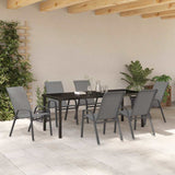 Garden Dining Set 7 pcs Grey and Black Powder-coated Steel