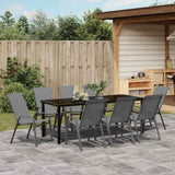 Garden Dining Set 9 pcs Grey and Black Powder-coated Steel