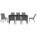 Garden Dining Set 9 pcs Grey and Black Powder-coated Steel