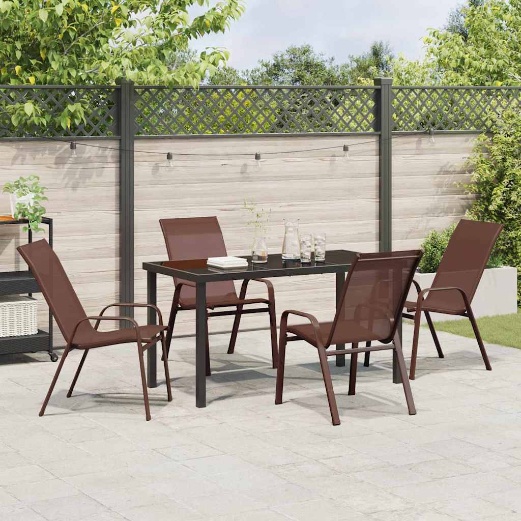 Garden Dining Set 5 pcs Brown Textilene and steel