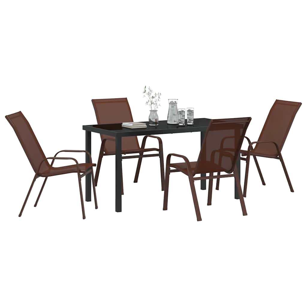 Garden Dining Set 5 pcs Brown Textilene and steel