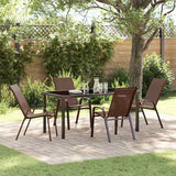 Garden Dining Set 5 pcs Brown Textilene and steel