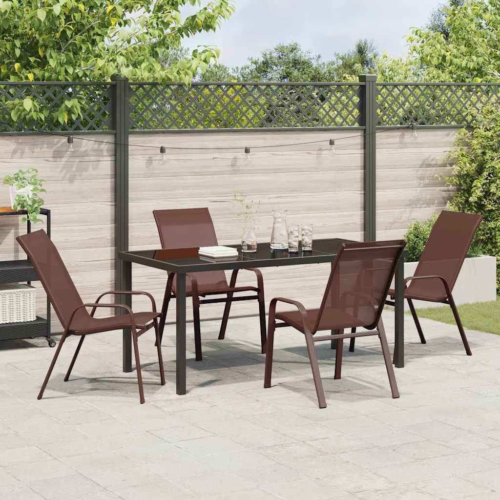 Garden Dining Set 5 pcs Brown Textilene and steel