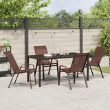 Garden Dining Set 5 pcs Brown Textilene and steel