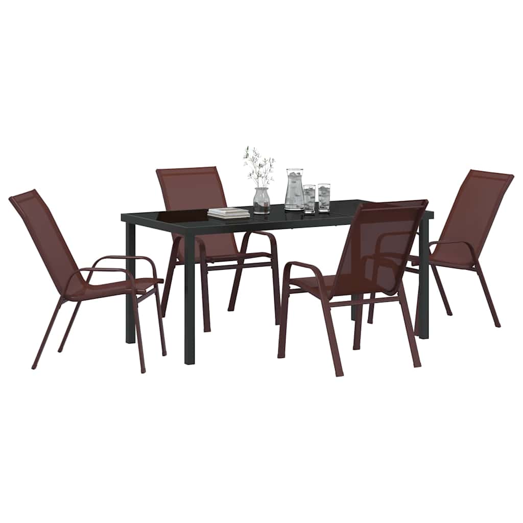 Garden Dining Set 5 pcs Brown Textilene and steel