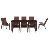 Garden Dining Set 9 pcs Brown and Black Powder-coated Steel