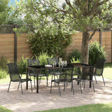 Garden Dining Set 7 pcs Black Powder-Coated Steel