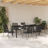Garden Dining Set 7 pcs Black Powder-Coated Steel