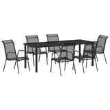 Garden Dining Set 7 pcs Black Powder-Coated Steel