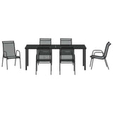 Garden Dining Set 7 pcs Black Powder-Coated Steel