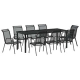 Garden Dining Set 9 pcs Black Powder-Coated Steel
